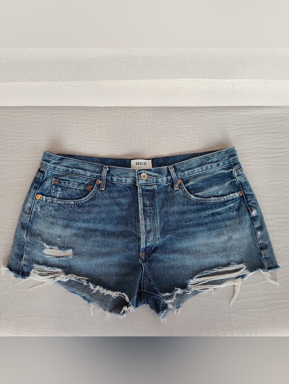 💞 Agolde Light Blue Denim Jeans with Contrast Stitching